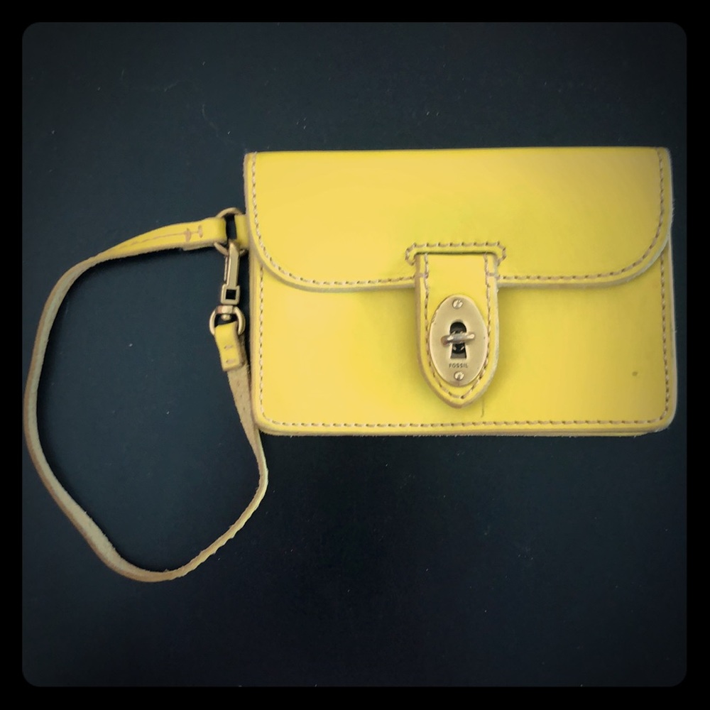 Fossil yellow wristlet